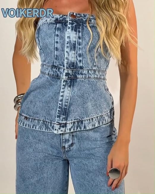 Amazon.com: VOIKERDR Denim Set for Women 2 Piece Off Amazon.com: VOIKERDR Denim Set for Women 2 Piece Off